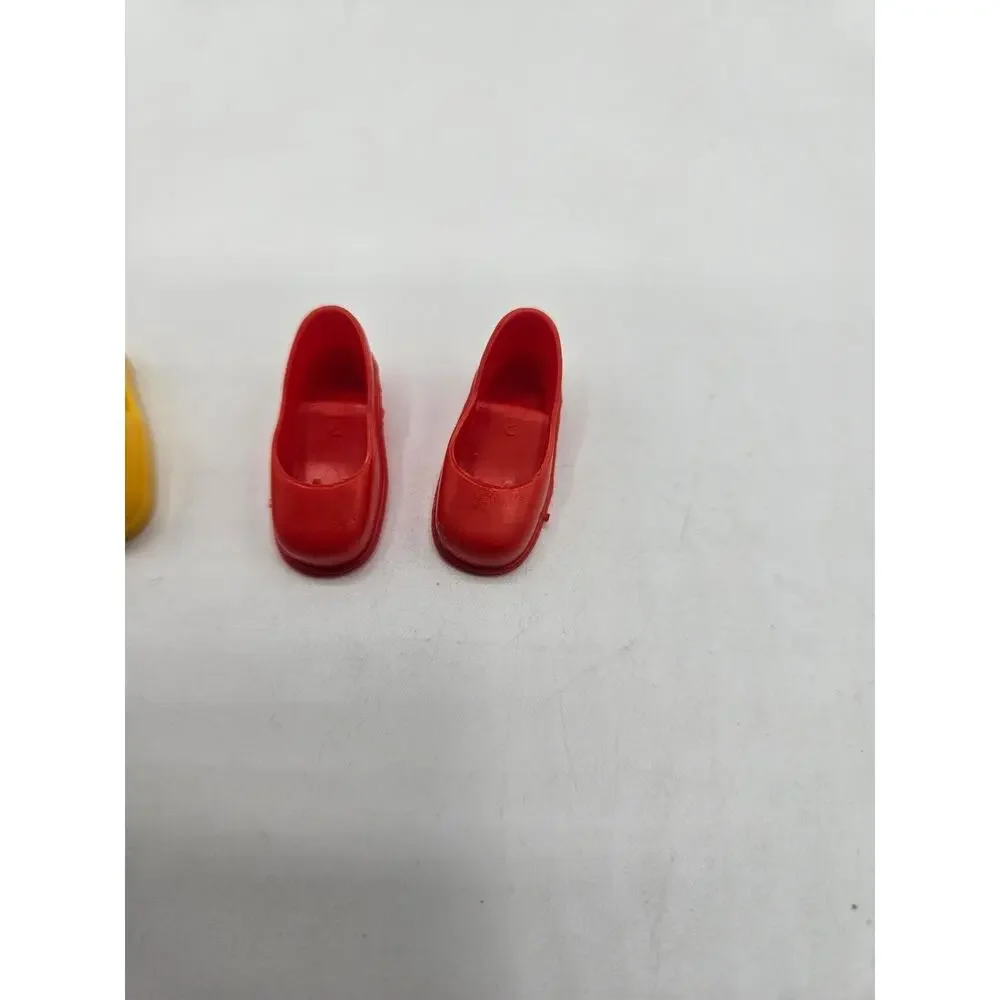 Vintage‎ Marx Sindy Doll Shoes Yellow Slip Ons Clog and Red Heeled (2 Pair)
